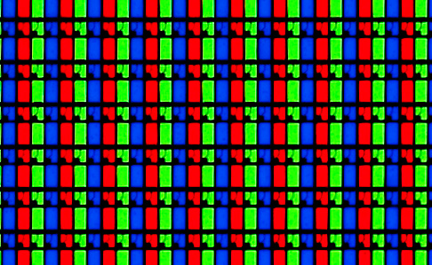 Another view of LCD pixels showing the RGB sub-pixel structure